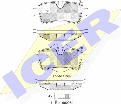 Icer 181812 - Тормозные колодки, дисковые, комплект unicars.by