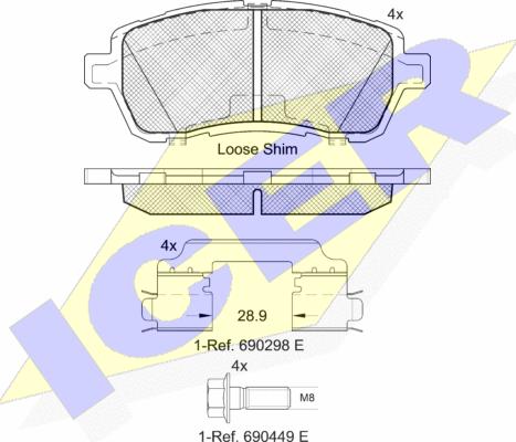 Icer 181881-204 - Тормозные колодки, дисковые, комплект unicars.by