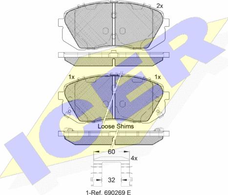 Icer 181826-201 - Тормозные колодки, дисковые, комплект unicars.by