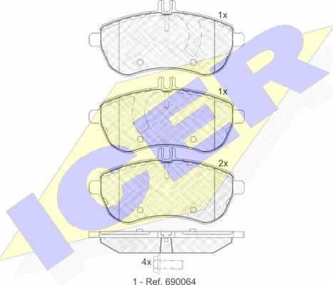 Icer 181821 - Тормозные колодки, дисковые, комплект unicars.by