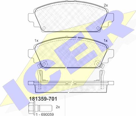 Icer 181359-701 - Тормозные колодки, дисковые, комплект unicars.by