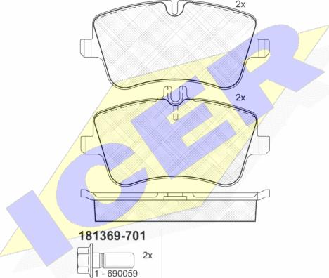 Icer 181369-701 - Тормозные колодки, дисковые, комплект unicars.by