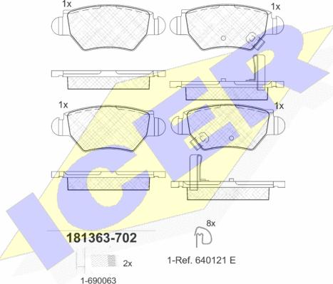 Icer 181363-702 - Тормозные колодки, дисковые, комплект unicars.by