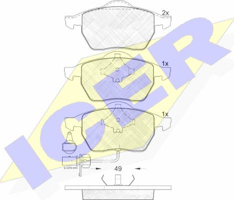 Icer 181384 - Тормозные колодки, дисковые, комплект unicars.by