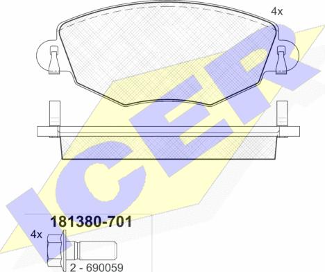 Icer 181380-701 - Тормозные колодки, дисковые, комплект unicars.by