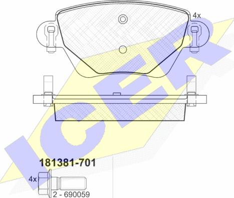 Icer 181381-701 - Тормозные колодки, дисковые, комплект unicars.by