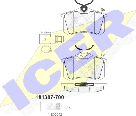 Icer 181387-700 - Тормозные колодки, дисковые, комплект unicars.by