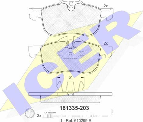 Icer 181335 - Тормозные колодки, дисковые, комплект unicars.by