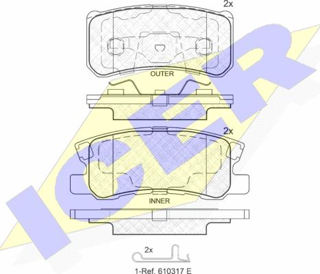 Icer 181375-202 - Тормозные колодки, дисковые, комплект unicars.by