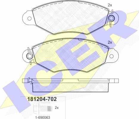 Icer 181204-702 - Тормозные колодки, дисковые, комплект unicars.by