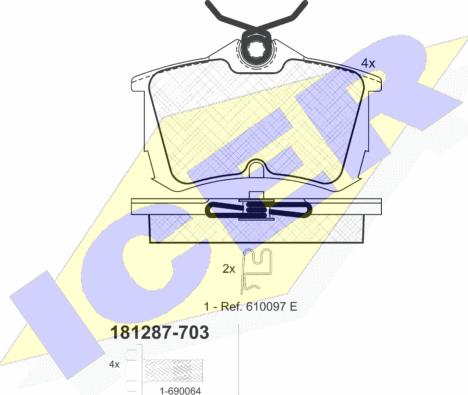 Icer 181287-703 - Тормозные колодки, дисковые, комплект unicars.by