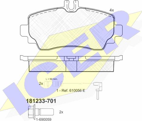 Icer 181233-701 - Тормозные колодки, дисковые, комплект unicars.by