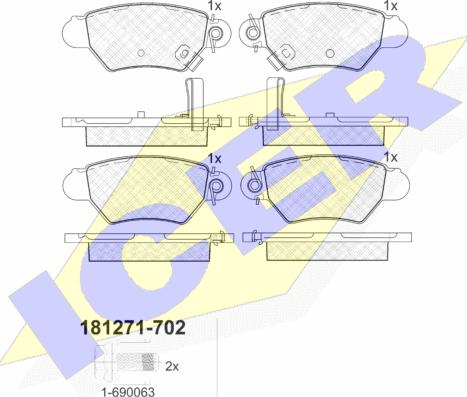 Icer 181271-702 - Тормозные колодки, дисковые, комплект unicars.by