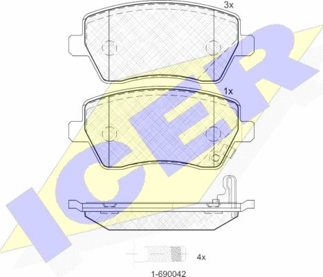 Icer 181748 - Тормозные колодки, дисковые, комплект unicars.by