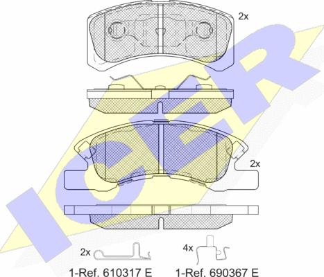 Icer 181701-208 - Тормозные колодки, дисковые, комплект unicars.by