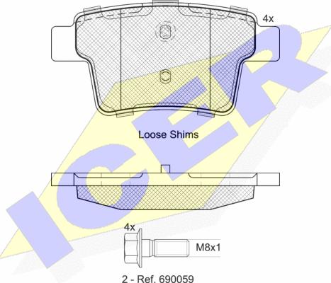 Icer 181722-701 - Тормозные колодки, дисковые, комплект unicars.by