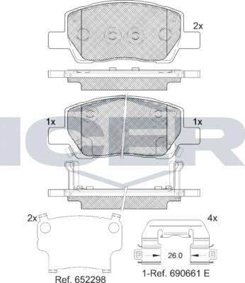 Icer 182420 - Тормозные колодки, дисковые, комплект unicars.by