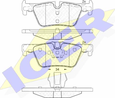 Icer 182049 - Тормозные колодки, дисковые, комплект unicars.by