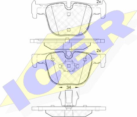 Icer 182064 - Тормозные колодки, дисковые, комплект unicars.by