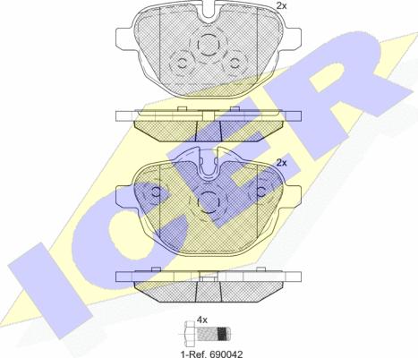 Icer 182004 - Тормозные колодки, дисковые, комплект unicars.by