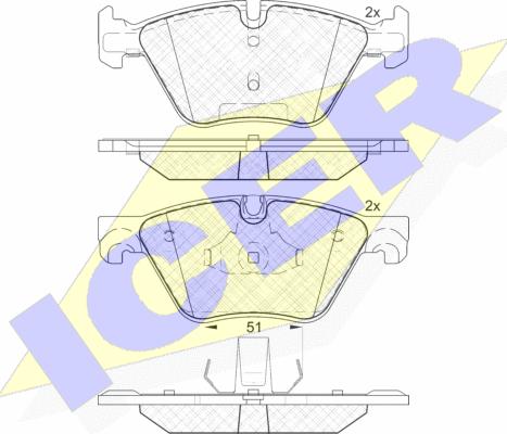 Icer 182002 - Тормозные колодки, дисковые, комплект unicars.by