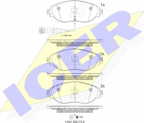 Icer 182018 - Тормозные колодки, дисковые, комплект unicars.by