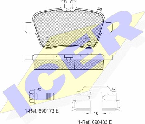 Icer 182039-067 - Тормозные колодки, дисковые, комплект unicars.by