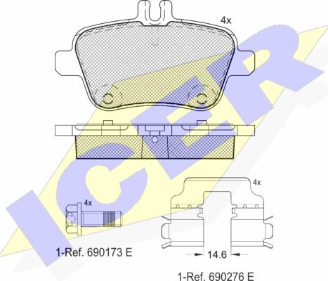 Icer 182039 - Тормозные колодки, дисковые, комплект unicars.by