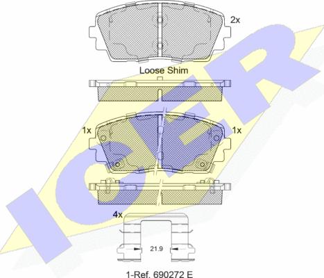 Icer 182034233 - Тормозные колодки, дисковые, комплект unicars.by