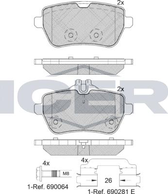 Icer 182076-400 - Тормозные колодки, дисковые, комплект unicars.by