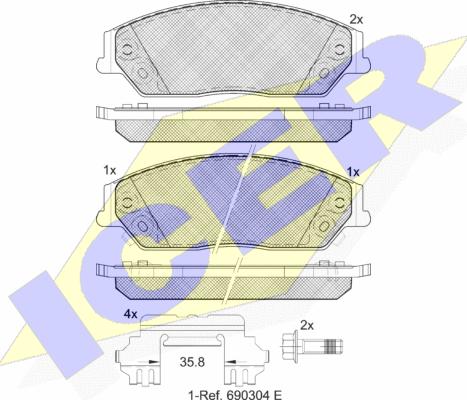 Icer 182077 - Тормозные колодки, дисковые, комплект unicars.by