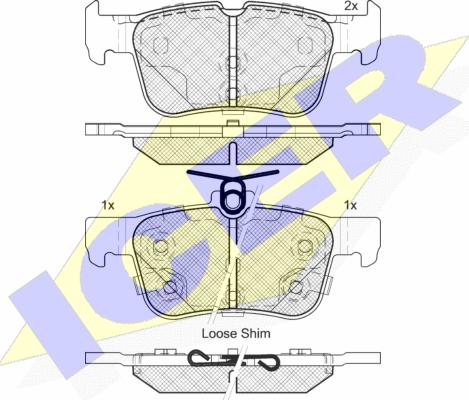 Icer 182198-203 - Тормозные колодки, дисковые, комплект unicars.by