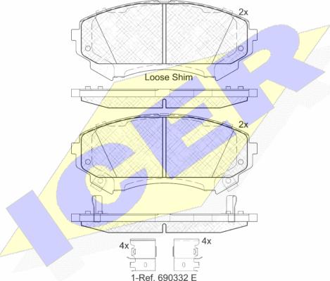 Icer 182140 - Тормозные колодки, дисковые, комплект unicars.by