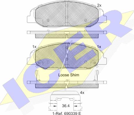 Icer 182141 - Тормозные колодки, дисковые, комплект unicars.by