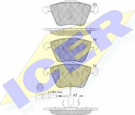 Icer 182148 - Тормозные колодки, дисковые, комплект unicars.by