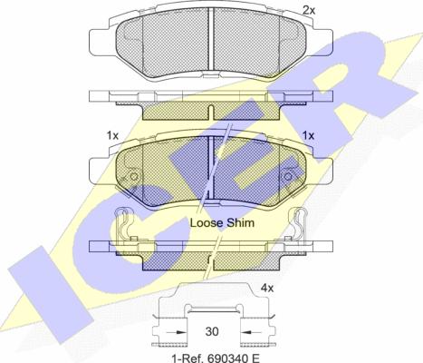 Icer 182142 - Тормозные колодки, дисковые, комплект unicars.by