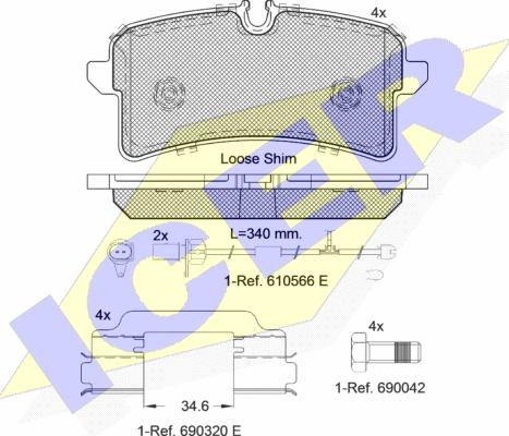 Icer 182159 - Тормозные колодки, дисковые, комплект unicars.by