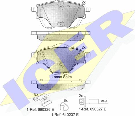 Icer 182161 - Тормозные колодки, дисковые, комплект unicars.by