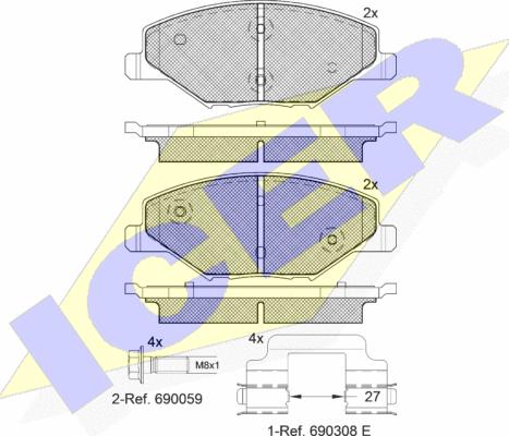 Icer 1821.10* - Тормозные колодки, дисковые, комплект unicars.by