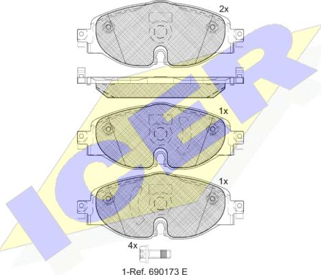 Icer 182111-204 - Тормозные колодки, дисковые, комплект unicars.by