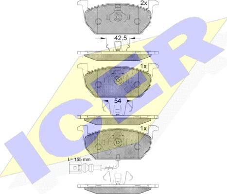 Icer 182189 - Тормозные колодки, дисковые, комплект unicars.by