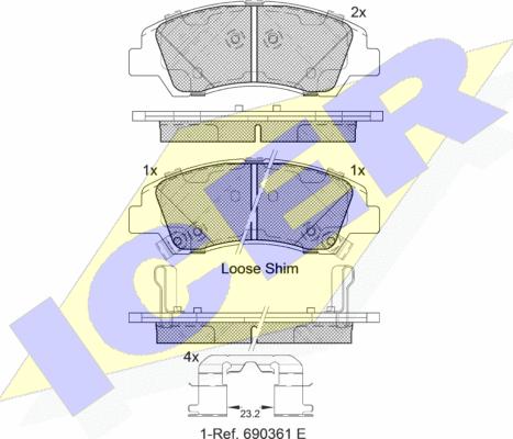 Icer 182178 - Тормозные колодки, дисковые, комплект unicars.by