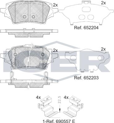 Icer 182397 - Тормозные колодки, дисковые, комплект unicars.by