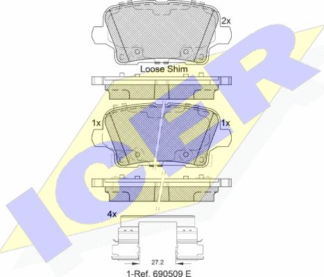 Icer 182344 - Тормозные колодки, дисковые, комплект unicars.by