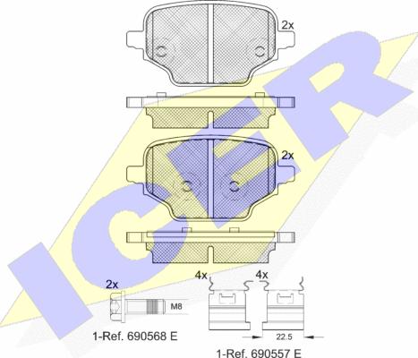 Icer 182347 - Тормозные колодки, дисковые, комплект unicars.by