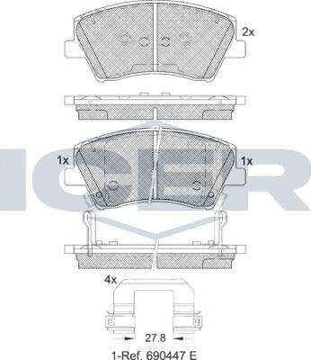 Icer 182314e1 - Тормозные колодки, дисковые, комплект unicars.by