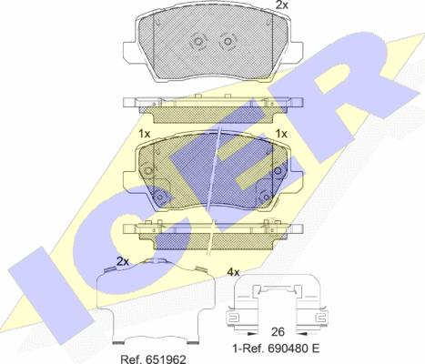 Icer 182325 - Тормозные колодки, дисковые, комплект unicars.by