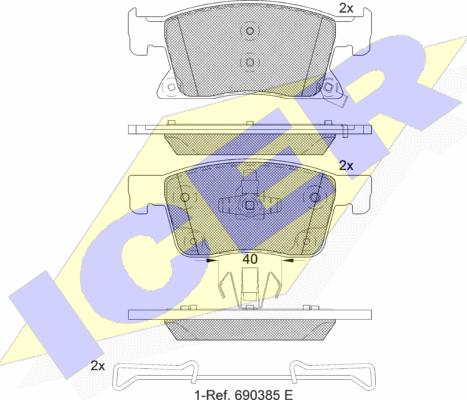 Icer 182245 - Тормозные колодки, дисковые, комплект unicars.by