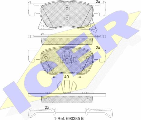 Icer 182246 - Тормозные колодки, дисковые, комплект unicars.by