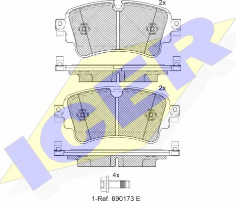 Icer 182256 - Тормозные колодки, дисковые, комплект unicars.by